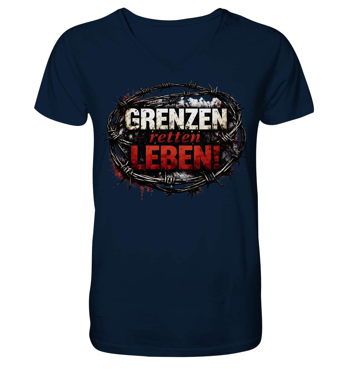 Grenzen retten Leben! Premiumshirt - Team Schreiber - V-Neck Shirt