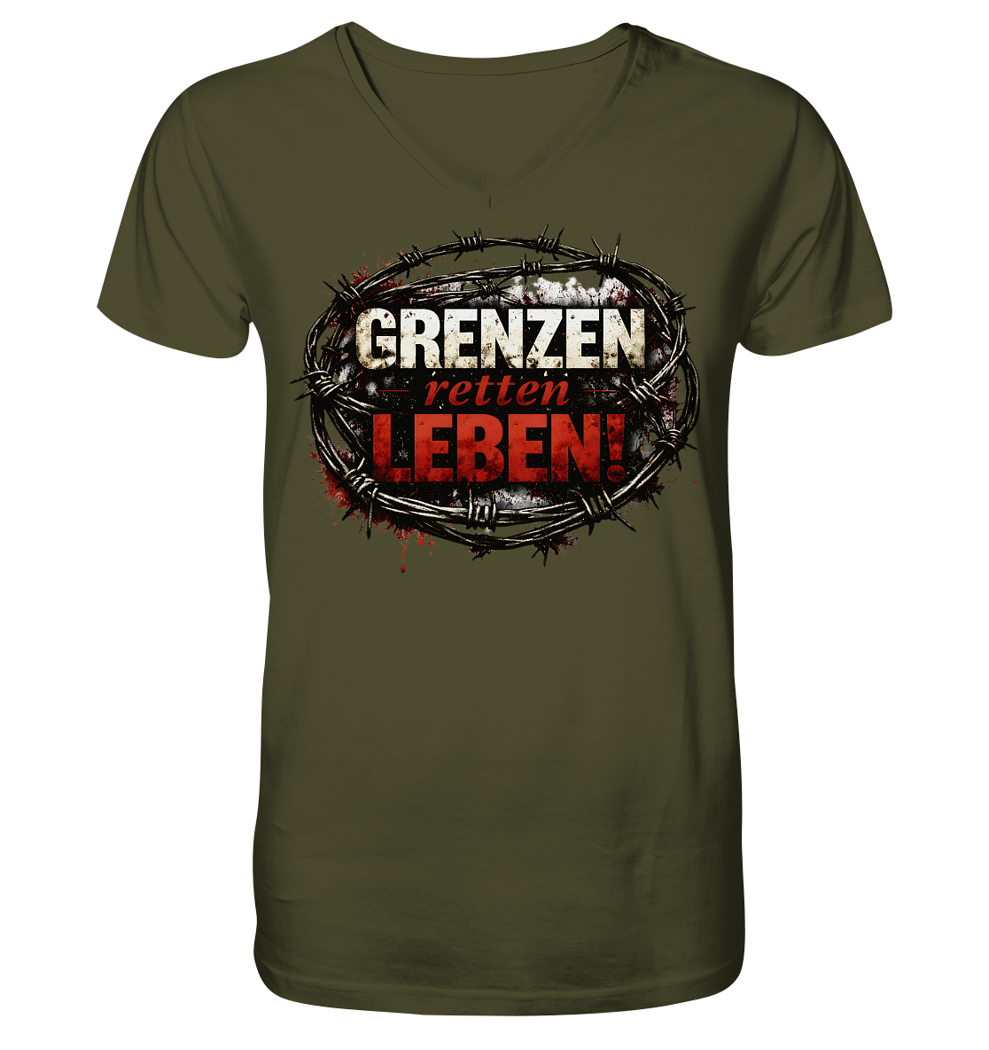 Grenzen retten Leben! Premiumshirt - Team Schreiber - V-Neck Shirt