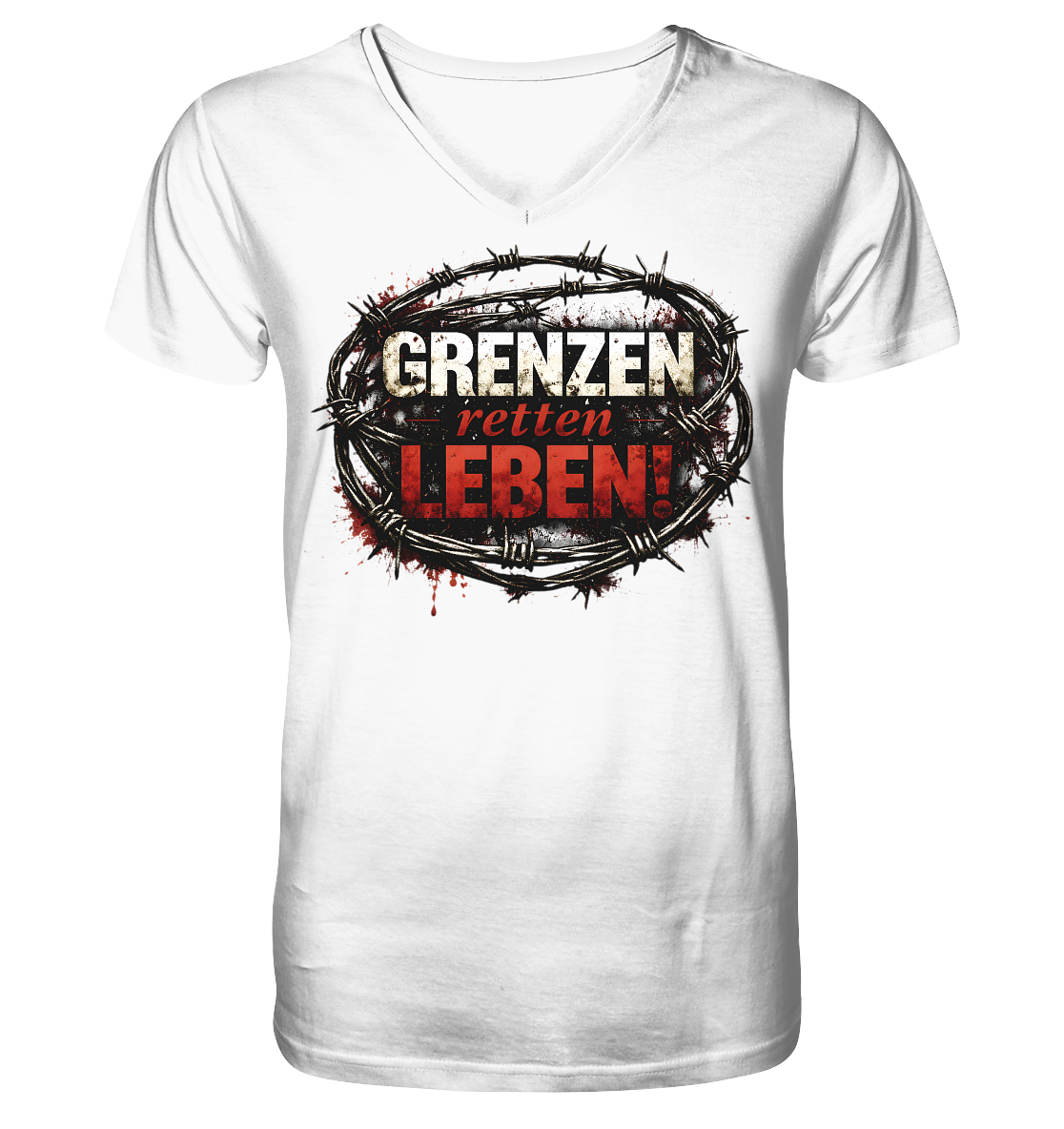 Grenzen retten Leben! Premiumshirt - Team Schreiber - V-Neck Shirt