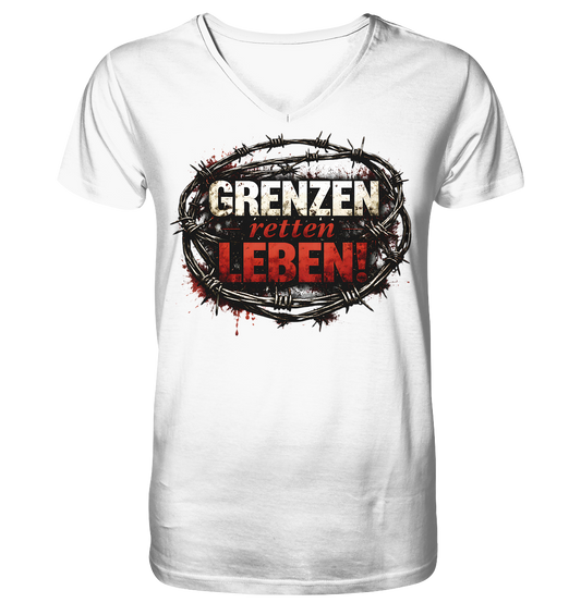 Grenzen retten Leben! Premiumshirt - Team Schreiber - V-Neck Shirt